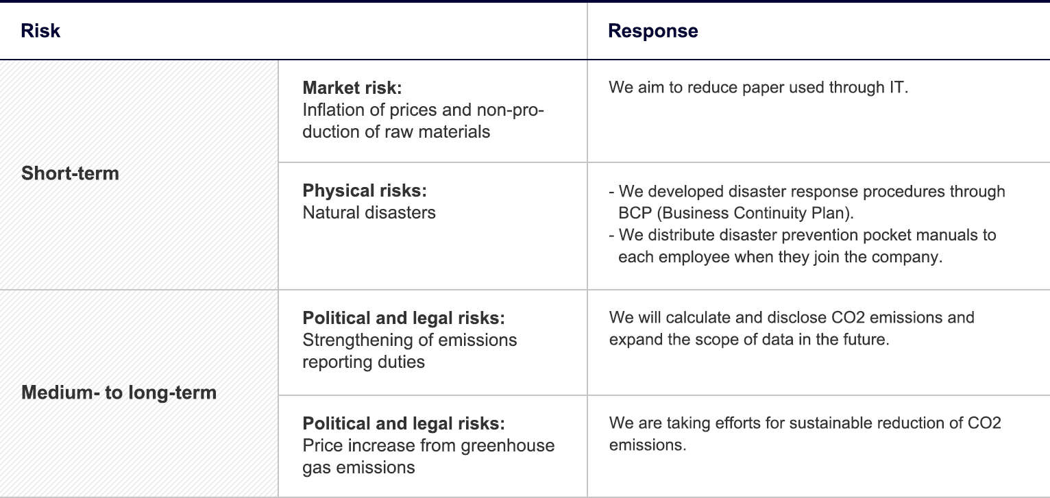 Risks and opportunities in the climate change issue